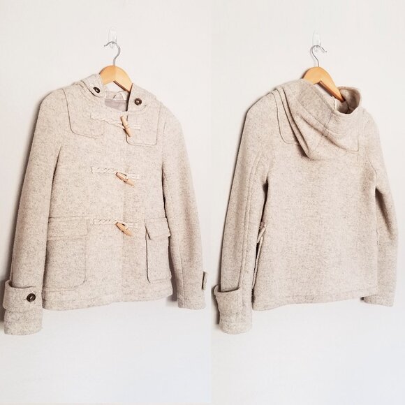 MUJI Wool Blend Toggle Button Hooded Duffel Jacket Preppy Academia Y2K Rare XS - Picture 15 of 16